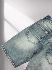 1:1 quality version Hollywood 3D Letter Embroidered Denim Shorts