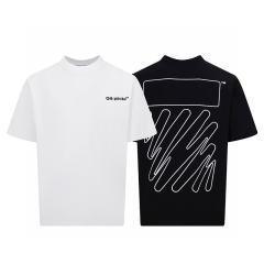 1:1 Top Quality OW Logo Printed Crewneck T-Shirt Black White