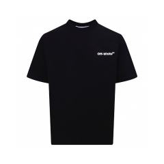 1:1 Top Quality OW Logo Printed Crewneck T-Shirt Black White