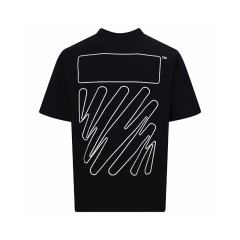 1:1 Top Quality OW Logo Printed Crewneck T-Shirt Black White