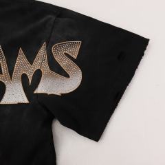 Rhinestone Letter Portrait Print Washed Version Tee 28756727