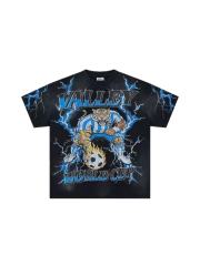 Retro Washed Black Soccer Tiger Graphic Oversized T-Shirt 29018961