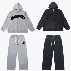 Beaded Embroidered Letter Hoodie & Pants Set 2 colors 28693925