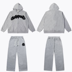 Beaded Embroidered Letter Hoodie & Pants Set 2 colors 28693925