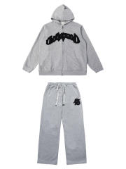 Beaded Embroidered Letter Hoodie & Pants Set 2 colors 28693925