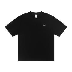 Alο Grey Small Metal Logo Font T-shirt