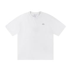 Alο Grey Small Metal Logo Font T-shirt