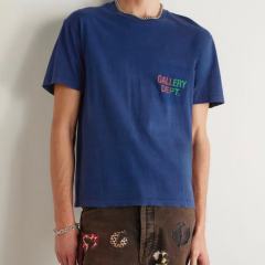 1:1 Top Quality Gallery Dept Hollywood CA Gradient Logo Washed Navy T-Shirt