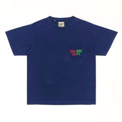 1:1 Top Quality Gallery Dept Hollywood CA Gradient Logo Washed Navy T-Shirt