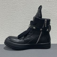 RO Dark Tone Double Zipper Cream Platform High Top Men Shoes (US6-14)