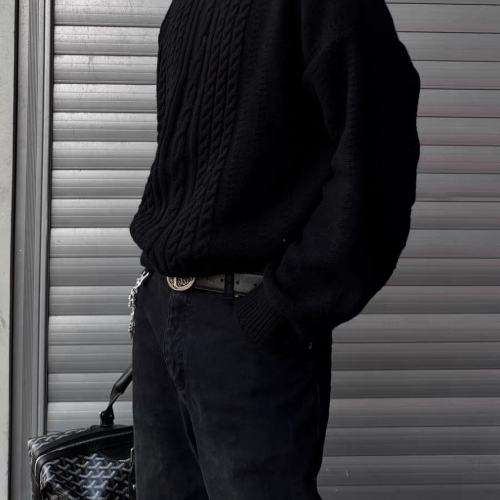 ERD Distressed Cable Knit Turtleneck Black Grunge Hole Knit Sweater