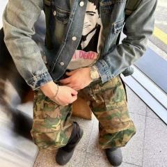 ERD Gradient Washed Denim Jacket Two-Tone Distressed Trucker Coat