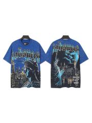 Blue New York night scene with Statue of Liberty vintage washed T-shirt 29035099