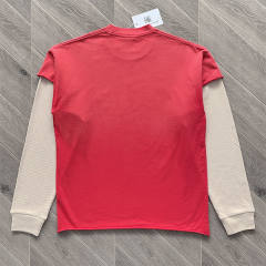 Saint Vanity Washed Vintage Distressed Fake Two-Piece Long Sleeve T-Shirt