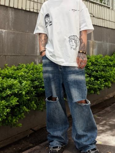 1:1 Top Quality OW Girl Embroidery Graphic T-shirt