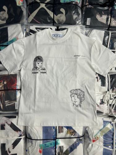1:1 Top Quality OW Girl Embroidery Graphic T-shirt