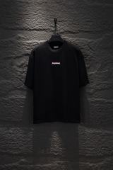 BLCG Pink Drip Gothic Logo Embroidered Black T-shirt