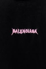 BLCG Pink Drip Gothic Logo Embroidered Black T-shirt