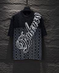 BLCG Pink Drip Gothic Logo Embroidered Black T-shirt