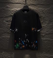 BLCG Graffiti Paint Splatter Print Oversized Cotton T-shirt