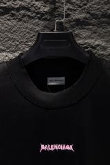 BLCG Pink Drip Gothic Logo Embroidered Black T-shirt