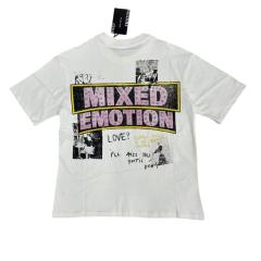 Rhinestone Collage Print T-Shirt - Letter Vintage Washed tee 28978789