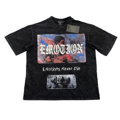 Vintage Washed Black Angel Print T-Shirt Rhinestone Emotion Oversized tee 28978821