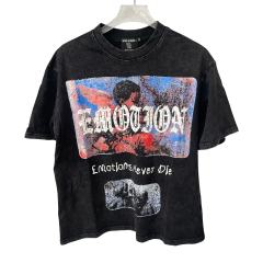 Vintage Washed Black Angel Print T-Shirt Rhinestone Emotion Oversized tee 28978821