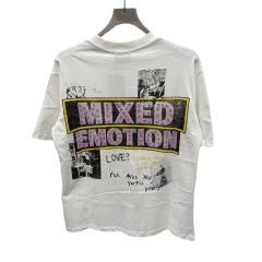 Rhinestone Collage Print T-Shirt - Letter Vintage Washed tee 28978789