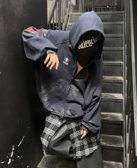 1:1 Top Quality BLCG Polo 22 Dirty Fit Mud Dye Destroyed Zip-Up Hoodie