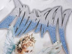 Dove Angel Gradient Rhinestone Print Washed Tee 2 colors 29105639