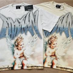Dove Angel Gradient Rhinestone Print Washed Tee 2 colors 29105639