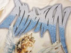 Dove Angel Gradient Rhinestone Print Washed Tee 2 colors 29105639