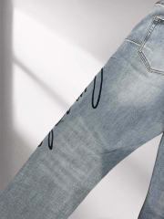 1:1 quality version Light Wash Signature Print Denim Pants