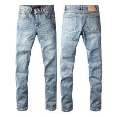 1:1 PURPLE BRΑND Light Wash Rhinestone Embellished Slim-Fit Jeans
