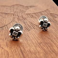 CH Solid 925 Silver Fleur De Lis Iris Vintage Silver Stud Earrings Pair