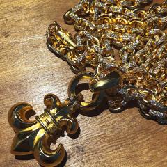 CH Hearts 22K Gold Plated Full Moissanite Fleur De Lis Anchor Necklace