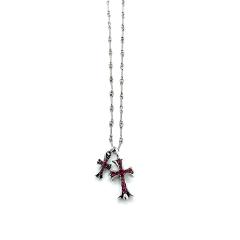CH Pink Ruby Double Cross Twist Chain Necklace