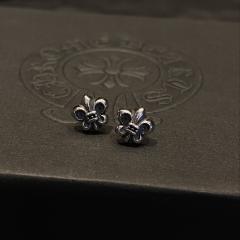 CH Solid 925 Silver Fleur De Lis Iris Vintage Silver Stud Earrings Pair