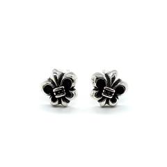 CH Solid 925 Silver Fleur De Lis Iris Vintage Silver Stud Earrings Pair