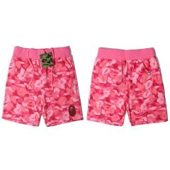 BAPE Pink Fire Camo Solid Ape Head Fleece Sweat Shorts