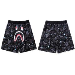 BAPE Starry Sky Galaxy Black Camo Shark Face Fleece Sweat Shorts
