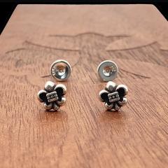 CH Solid 925 Silver Fleur De Lis Iris Vintage Silver Stud Earrings Pair