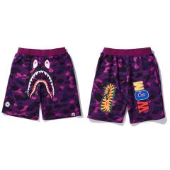 BAPE Purple Camo Shark Sweat Shorts With WGM Logo