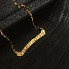 CH 22K Gold Scroll Bar Nameplate Choker Necklace