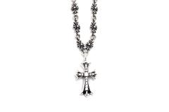 CH Full Crystal Cross Floral Station Chain Set Necklace