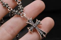CH Full Crystal Cross Floral Station Chain Set Necklace