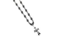 CH Full Crystal Cross Floral Station Chain Set Necklace