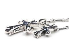 CH Black Crystal Twin Large & Mini Cross Twist Chain Necklace