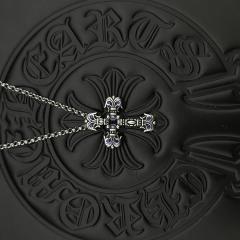 CH 18K Gold Sapphire Flame Cross Cable Necklace